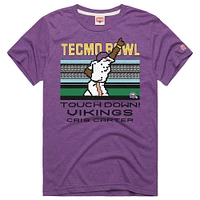 Men's Homage Cris Carter Purple Minnesota Vikings Tecmo Bowl Retired Player Graphic Tri-Blend T-Shirt