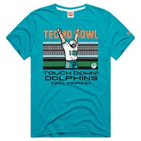 Men's Homage Dan Marino Aqua Miami Dolphins Tecmo Bowl Retired Player Graphic Tri-Blend T-Shirt