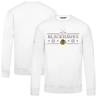 Men's Levelwear White Chicago Blackhawks Zane Holiday Crew Neck Pullover Top