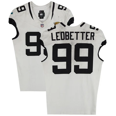 Jeremiah Ledbetter Jacksonville Jaguars Game-Used #99 White Nike Jersey vs. Buffalo Bills on September 23, 2024