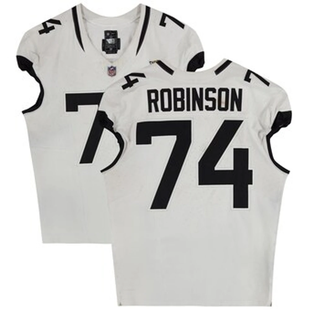 Cam Robinson Jacksonville Jaguars Game-Used #74 White Nike Jersey vs. Buffalo Bills on September 23, 2024