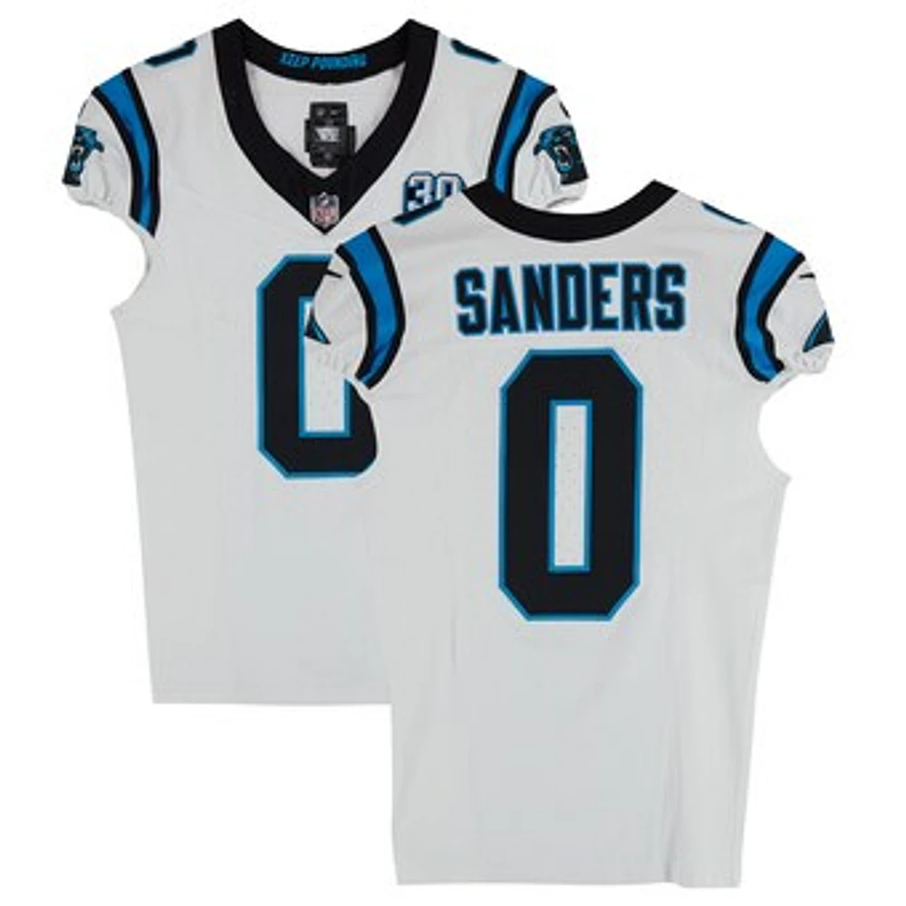 Ja'Tavion Sanders Carolina Panthers Game-Used #0 White Nike Jersey vs. Las Vegas Raiders on September 22, 2024