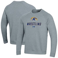 Men's Under Armour Gray Kent State Golden Flashes Wrestling Rival Fleece Raglan Pullover Sweatshirt