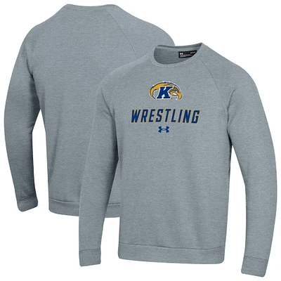 Men's Under Armour Gray Kent State Golden Flashes Wrestling Rival Fleece Raglan Pullover Sweatshirt
