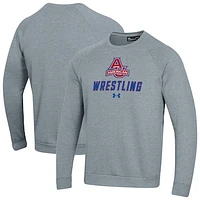 Men's Under Armour American University Eagles Wrestling Rival Fleece Raglan Pullover Sweatshirt