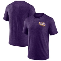 Men's Purple LSU Tigers Distressed Primary Logo Tri-Blend T-Shirt