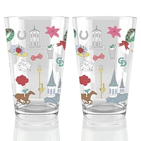 Kentucky Derby 151 Scatter Print 16oz. Pint Glass Two Pack