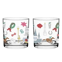 Kentucky Derby 151 Scatter Print 10 oz. Rocks Glasses Two Pack