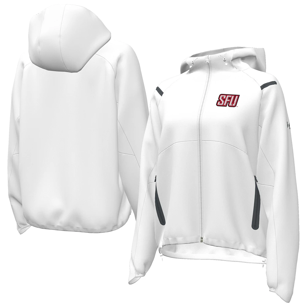 Women's Under Armour White Saint Francis Red Flash UA Storm Raglan Woven Full-Zip Hoodie