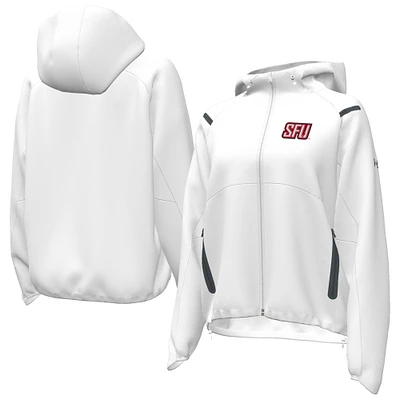 Women's Under Armour  White Saint Francis Red Flash UA Storm Raglan Woven Full-Zip Hoodie