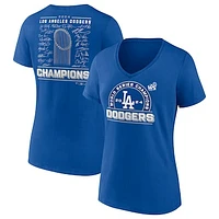 Women's Fanatics Royal Los Angeles Dodgers 2024 World Series Champions Signature Roster V-Neck T-Shirt