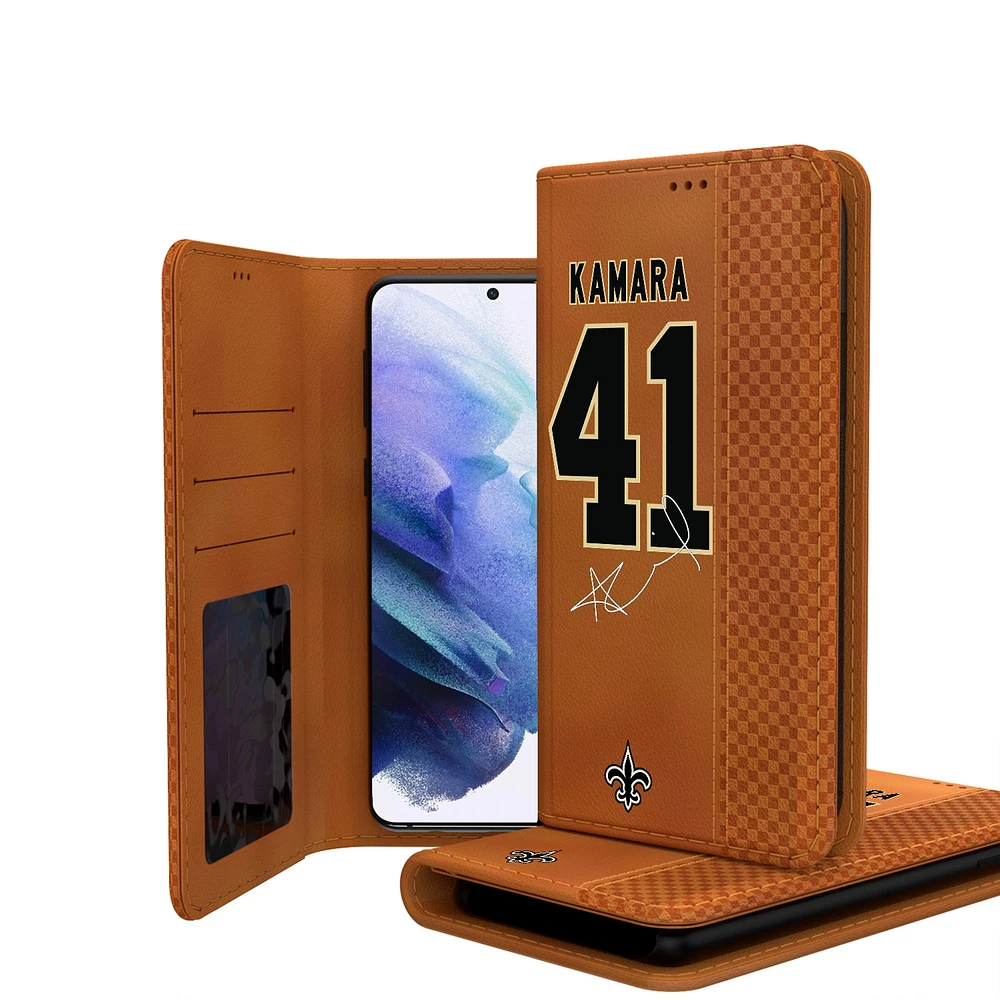 Keyscaper Alvin Kamara Brown New Orleans Saints Galaxy Folio Case