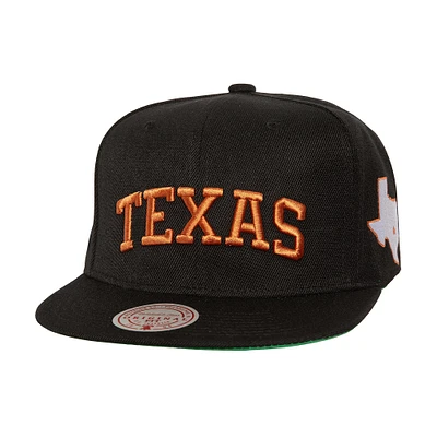 Men's Mitchell & Ness  Black Texas Longhorns Triple Play Snapback Hat