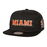 Men's Mitchell & Ness  Black Miami Hurricanes Triple Play Snapback Hat