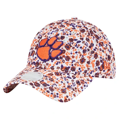 Women's New Era  White Clemson Tigers Blooming 9TWENTY Adjustable Hat