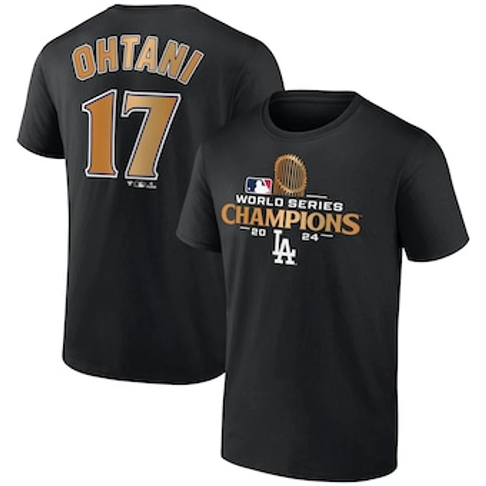 Men's Fanatics Shohei Ohtani Black Los Angeles Dodgers 2024 World Series Champions Name & Number T-Shirt