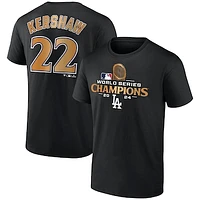 Men's Fanatics Clayton Kershaw Black Los Angeles Dodgers 2024 World Series Champions Name & Number T-Shirt