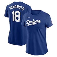 Women's Nike Yoshinobu Yamamoto Royal Los Angeles Dodgers 2024 World Series Champions Name & Number T-Shirt