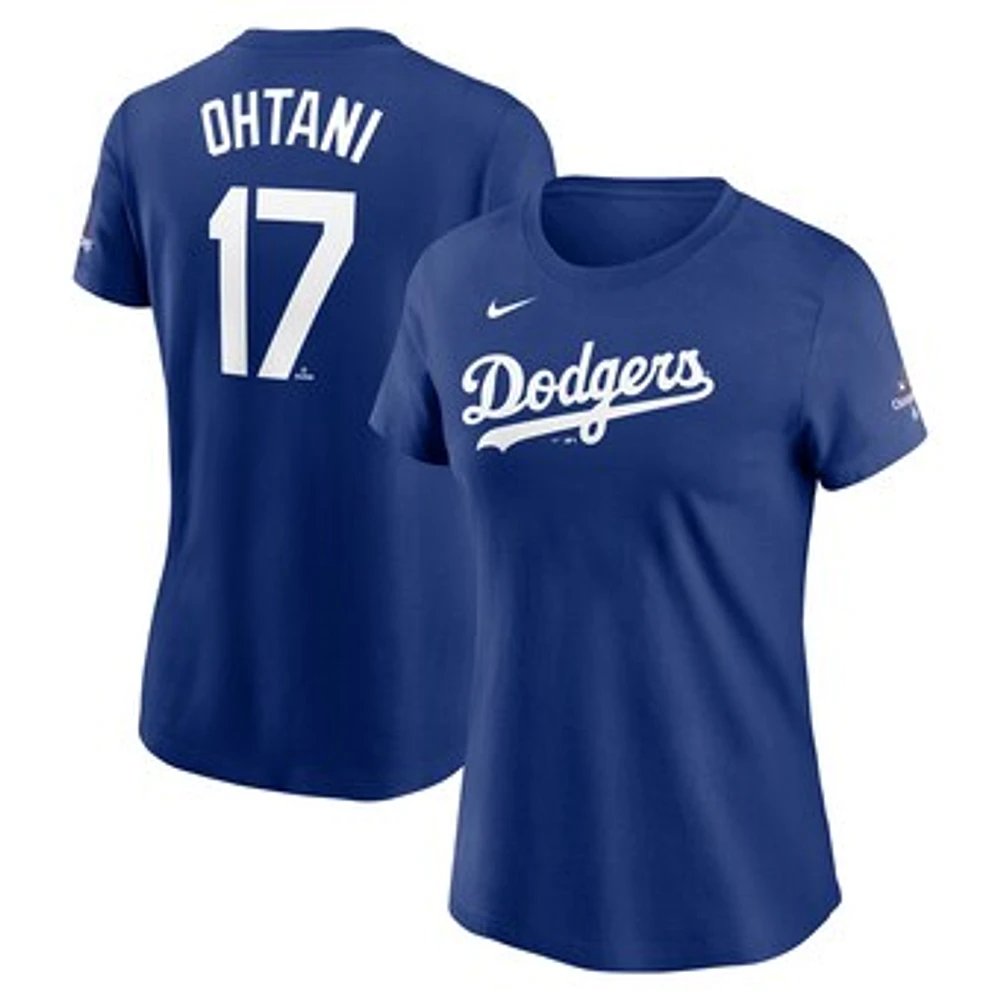 Women's Nike Shohei Ohtani Royal Los Angeles Dodgers 2024 World Series Champions Name & Number T-Shirt