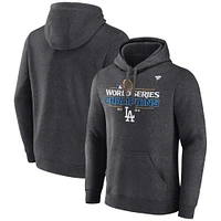 Men's Fanatics  Heather Charcoal Los Angeles Dodgers 2024 World Series Champions Locker Room Pullover Hoodie