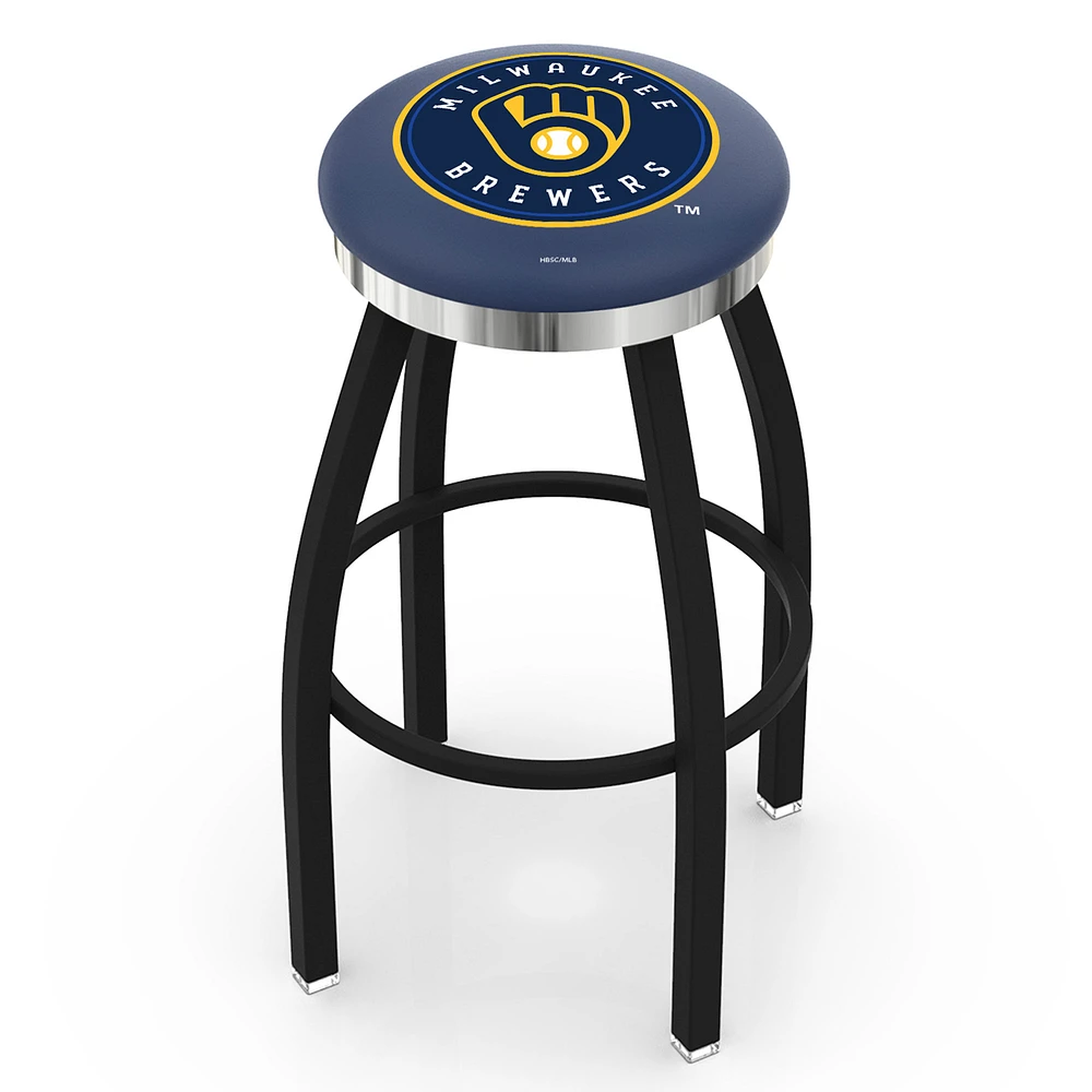 Milwaukee Brewers 25" Swivel Counter Stool with Chrome Accent