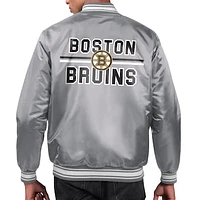 Men's Starter Boston Bruins Printed Team Logo Satin Varsity Full-Snap Jacket