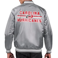 Men's Starter Carolina Hurricanes Printed Team Logo Satin Varsity Full-Snap Jacket