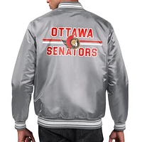 Men's Starter  Gray Ottawa Senators Printed Team Logo Satin Varsity Full-Snap Jacket