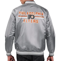 Men's Starter  Gray Philadelphia Flyers Printed Team Logo Satin Varsity Full-Snap Jacket