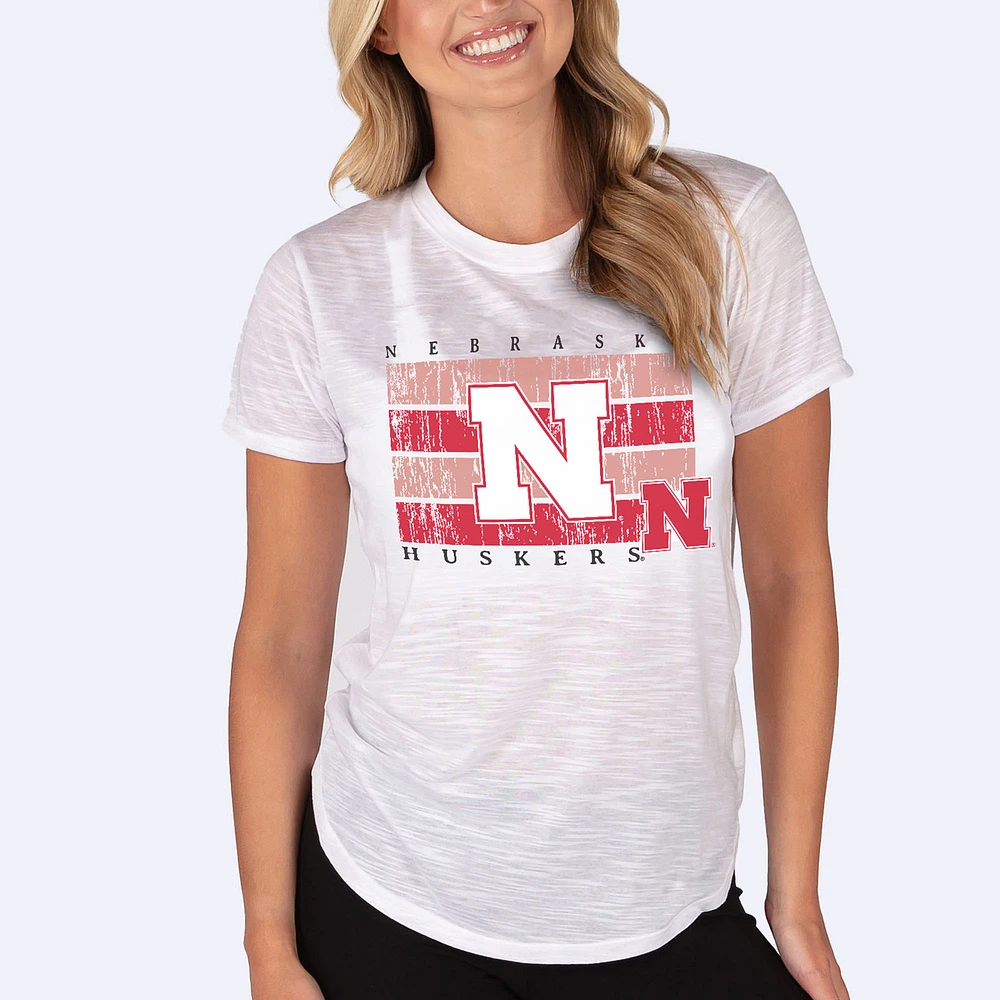 Women's Concepts Sport White Nebraska Huskers Infuse Lightweight Slub Knit Top