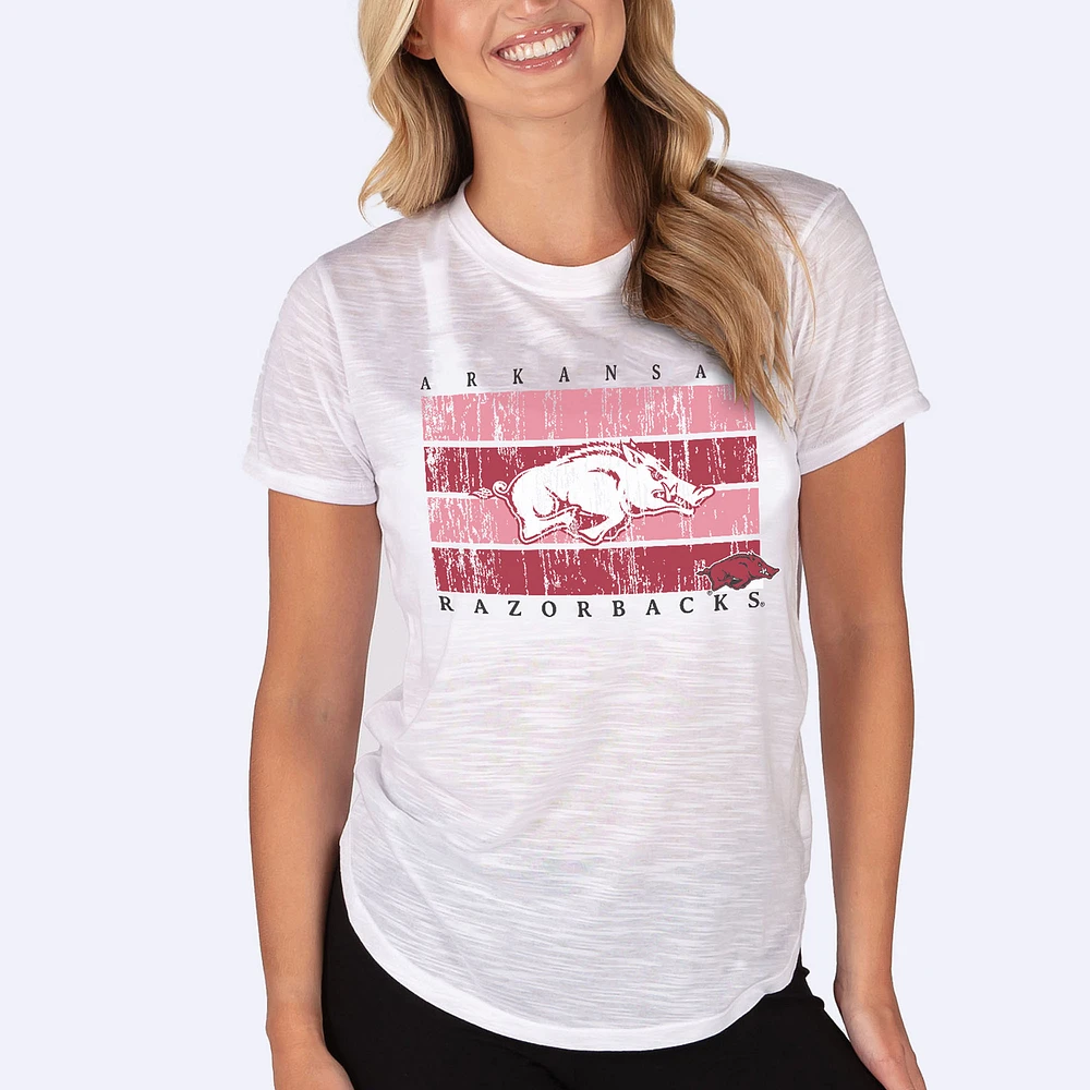 Women's Concepts Sport White Arkansas Razorbacks Infuse Lightweight Slub Knit Top