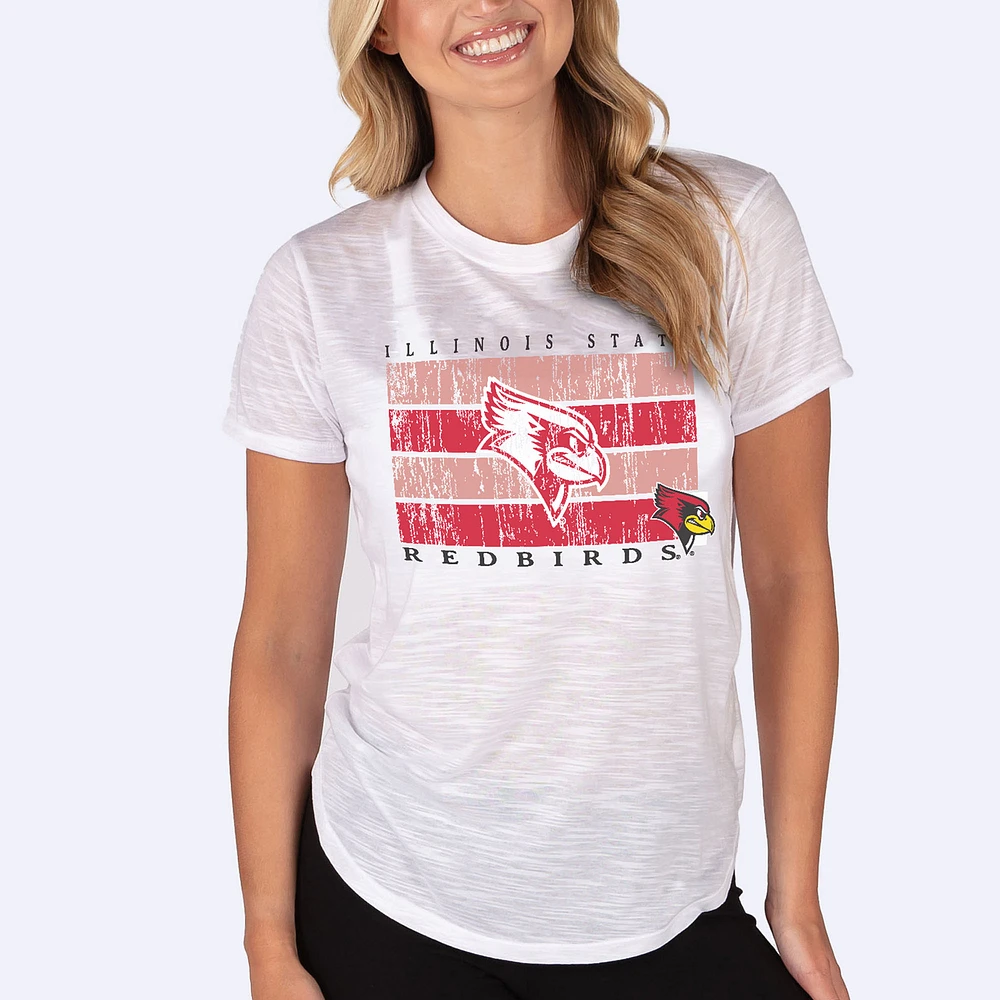 Women's Concepts Sport White Illinois State Redbirds Infuse Lightweight Slub Knit T-Shirt