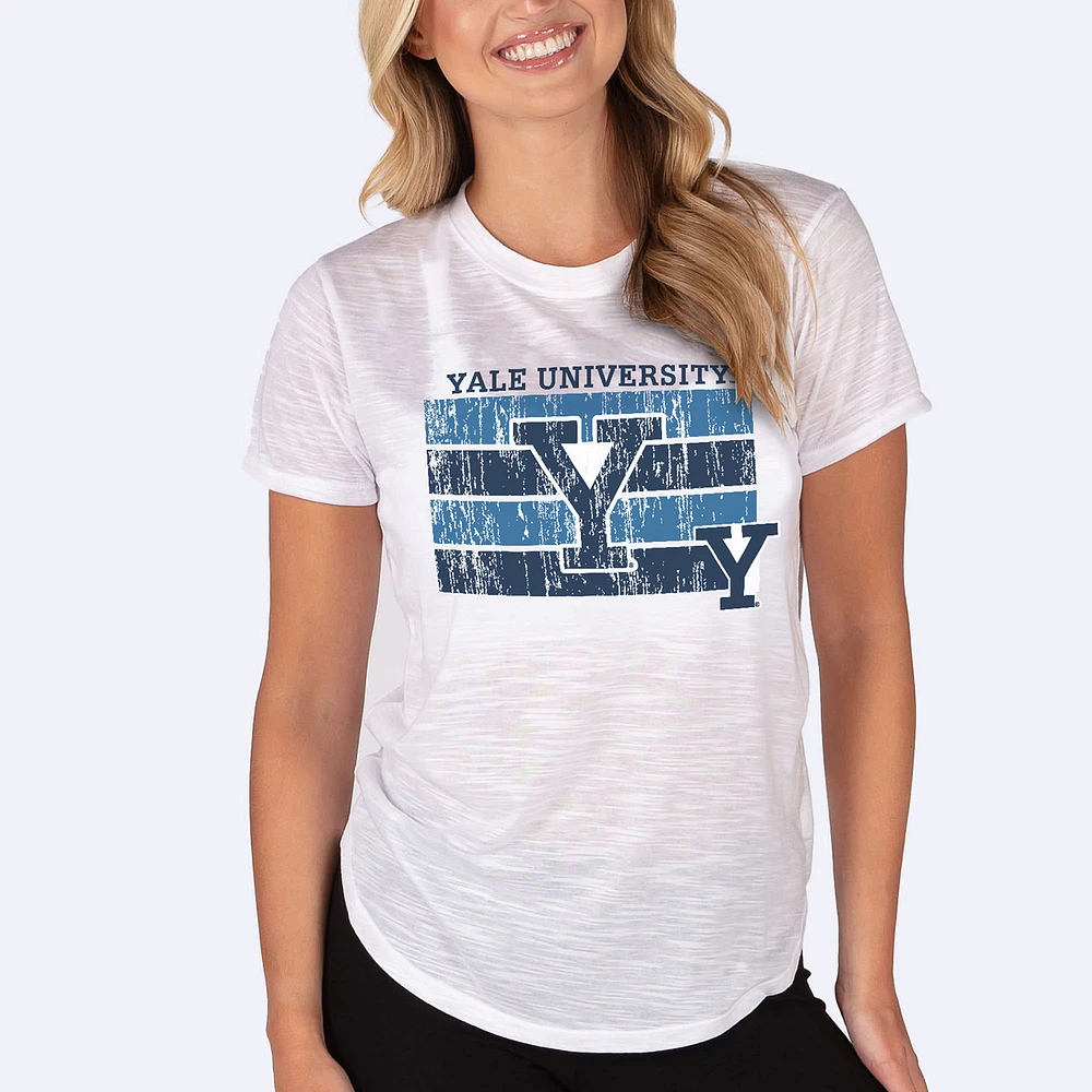 Women's Concepts Sport  White Yale Bulldogs Infuse Lightweight Slub Knit T-Shirt