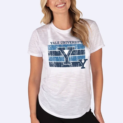 Women's Concepts Sport  White Yale Bulldogs Infuse Lightweight Slub Knit T-Shirt
