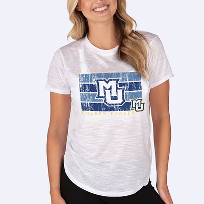 Women's Concepts Sport  White Marquette Golden Eagles Infuse Lightweight Slub Knit Top