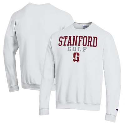 Men's Champion  White Stanford Cardinal Powerblend Crewneck Sweatshirt