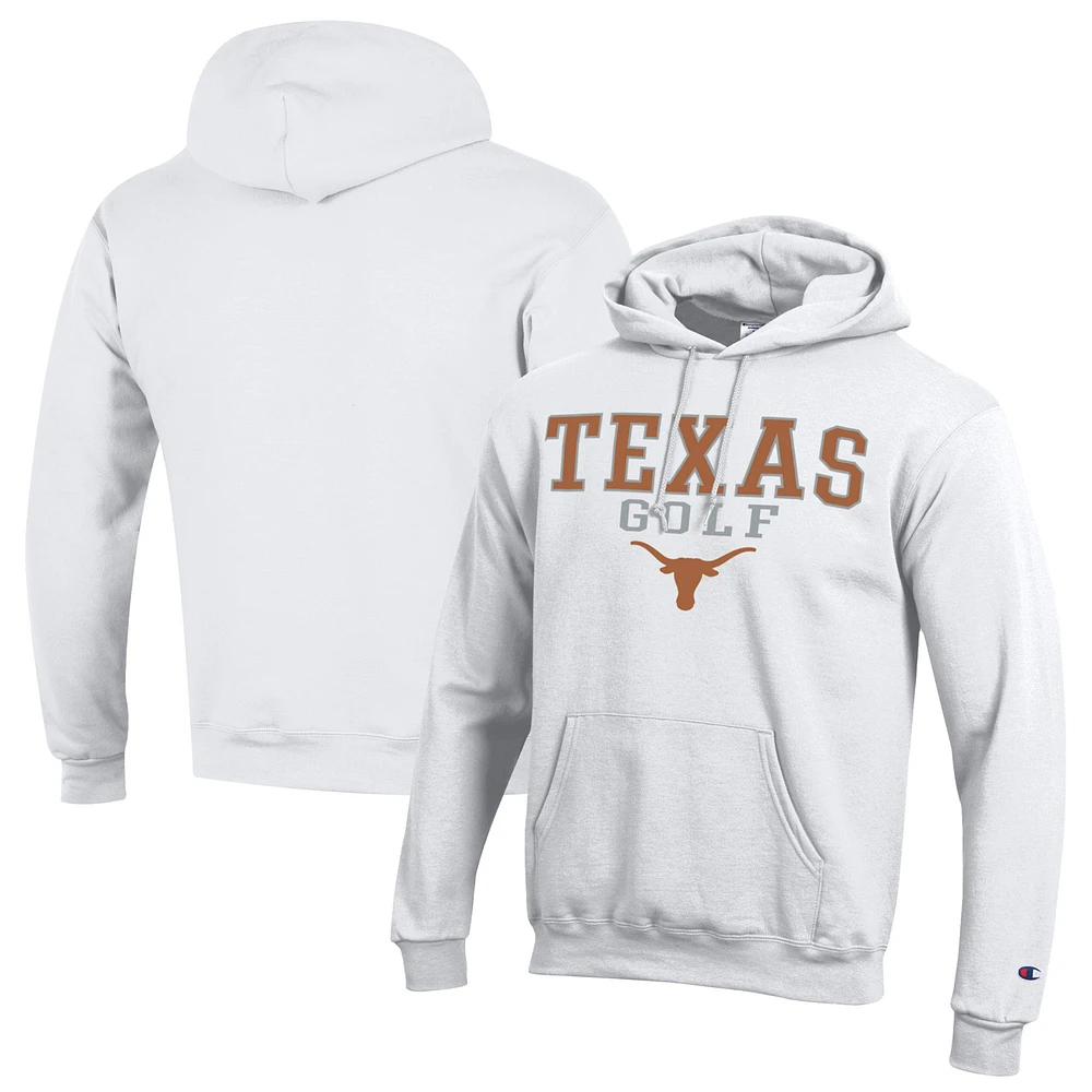Men's Champion White Texas Longhorns Stacked Golf Powerblend Pullover Hoodie