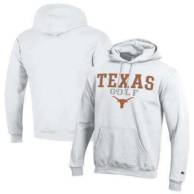 Men's Champion  White Texas Longhorns Stacked Golf Powerblend Pullover Hoodie