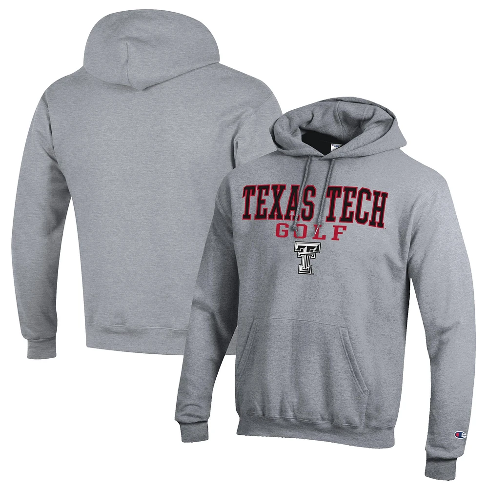 Men's Champion Red Texas Tech Raiders Stacked Golf Powerblend Pullover Hoodie