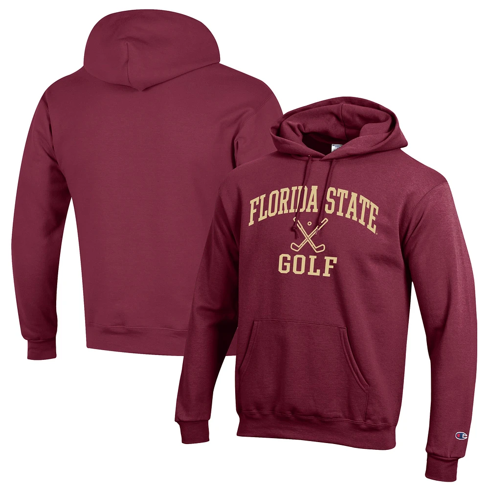 Men's Champion Garnet Florida State Seminoles Icon Golf Powerblend Pullover Hoodie
