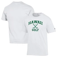Men's Champion  White Hawaii Rainbow Warriors Icon Golf T-Shirt