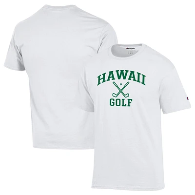 Men's Champion  White Hawaii Rainbow Warriors Icon Golf T-Shirt