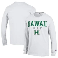 Men's Champion  White Hawaii Rainbow Warriors Long Sleeve T-Shirt