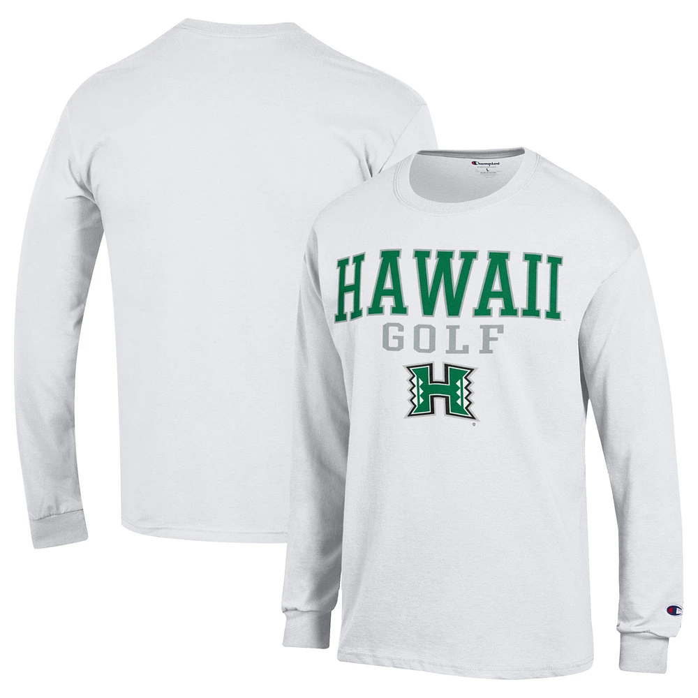 Men's Champion White Hawaii Rainbow Warriors Long Sleeve T-Shirt