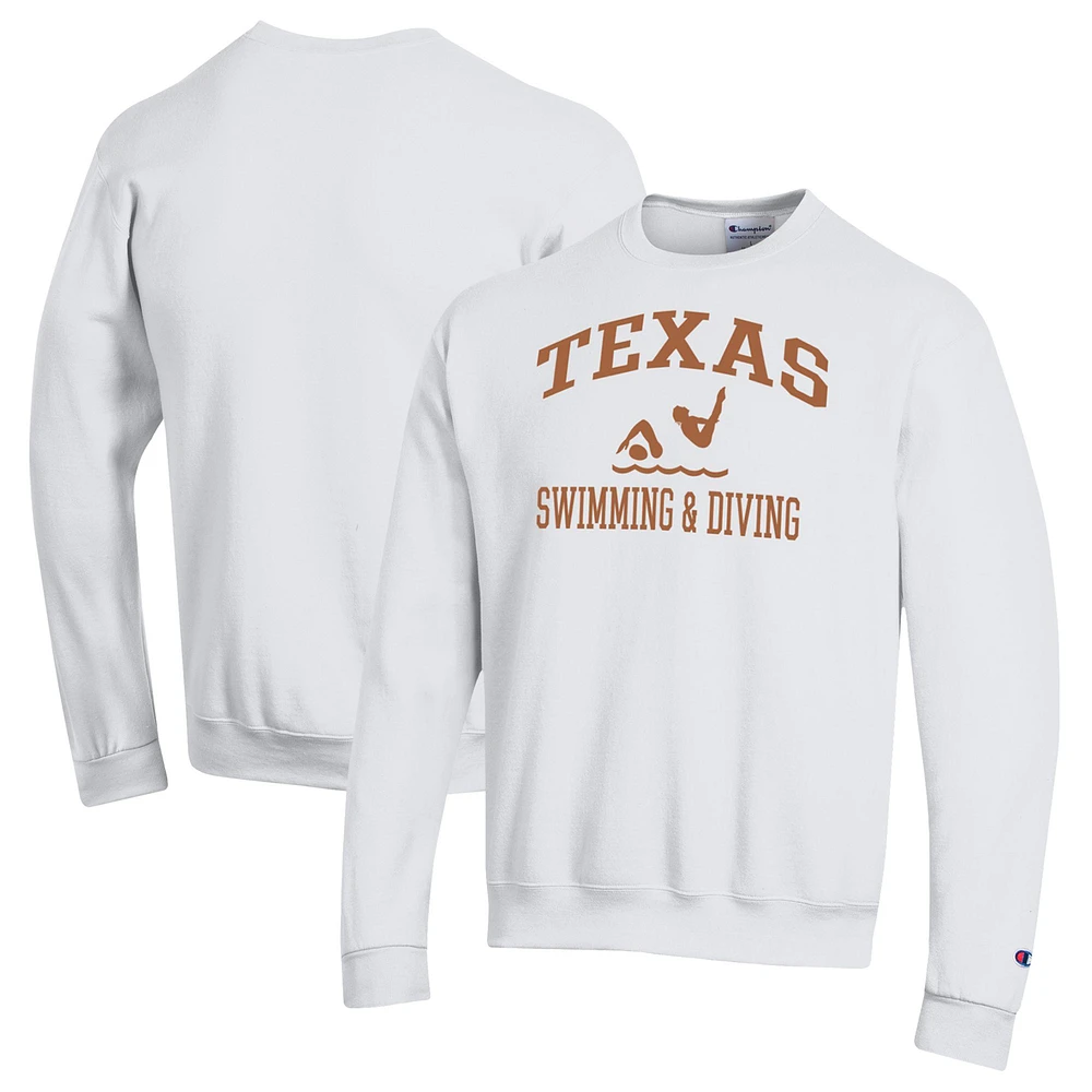 Men's Champion White Texas Longhorns Powerblend Crewneck Sweatshirt