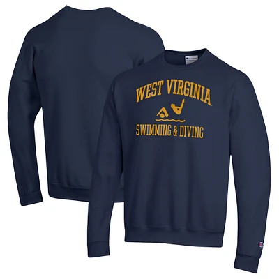 Men's Champion  Navy West Virginia Mountaineers Powerblend Crewneck Sweatshirt