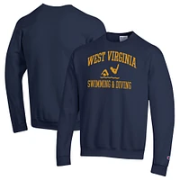Men's Champion  Navy West Virginia Mountaineers Powerblend Crewneck Sweatshirt