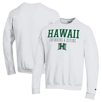 Men's Champion  White Hawaii Rainbow Warriors Powerblend Crewneck Sweatshirt