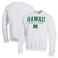 Men's Champion  White Hawaii Rainbow Warriors Powerblend Crewneck Sweatshirt