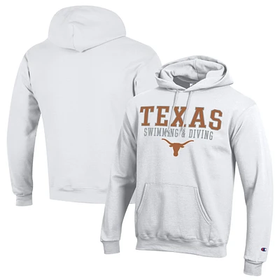 Men's Champion  White Texas Longhorns Stacked Swim & Dive Powerblend Pullover Hoodie